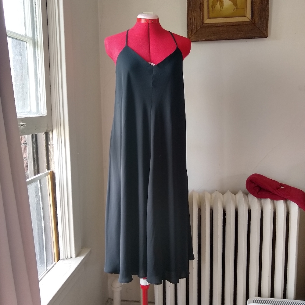Loft Black Chiffon Lined Racerback Maternity Dress Sz 8